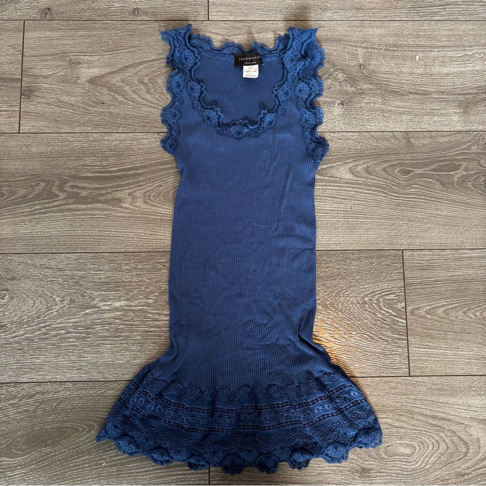 Rosemunde Copenhagen Silk Royal Blue Lace Long Cami